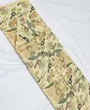 名古屋帯　帯　正絹 刺繍　着物　和装　和服　鶴　菊　百貨店　高級品　全通　リメイク　染め替え　ベージュ_画像5