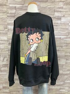 新品　ベティちゃん　プリントトレーナー　BettyBoop ベティブープ　ダメージバックスタイル　ブラック