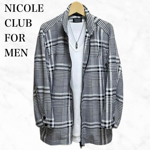 NICOLE CLUB FOR MEN チェック柄ジャケット　七分袖ジャケット