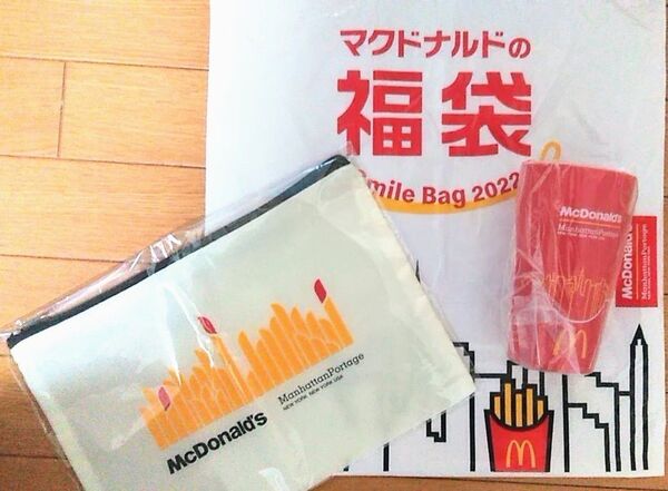 マック福袋 マンハッタンポーテージ スマイルバッグ 2022 ファスナーポーチとロングコップ、保冷バッグ