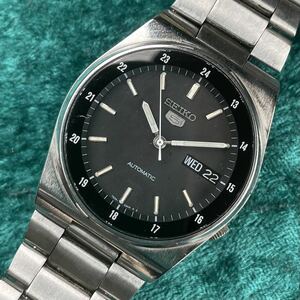 9ビンテージ 精工舎 SEIKO5 7S26-3160 セイコーファイブ 機械式 自動巻 ブラックギルドダイヤル綺麗 オリジナルガラス オリジナルブレス 