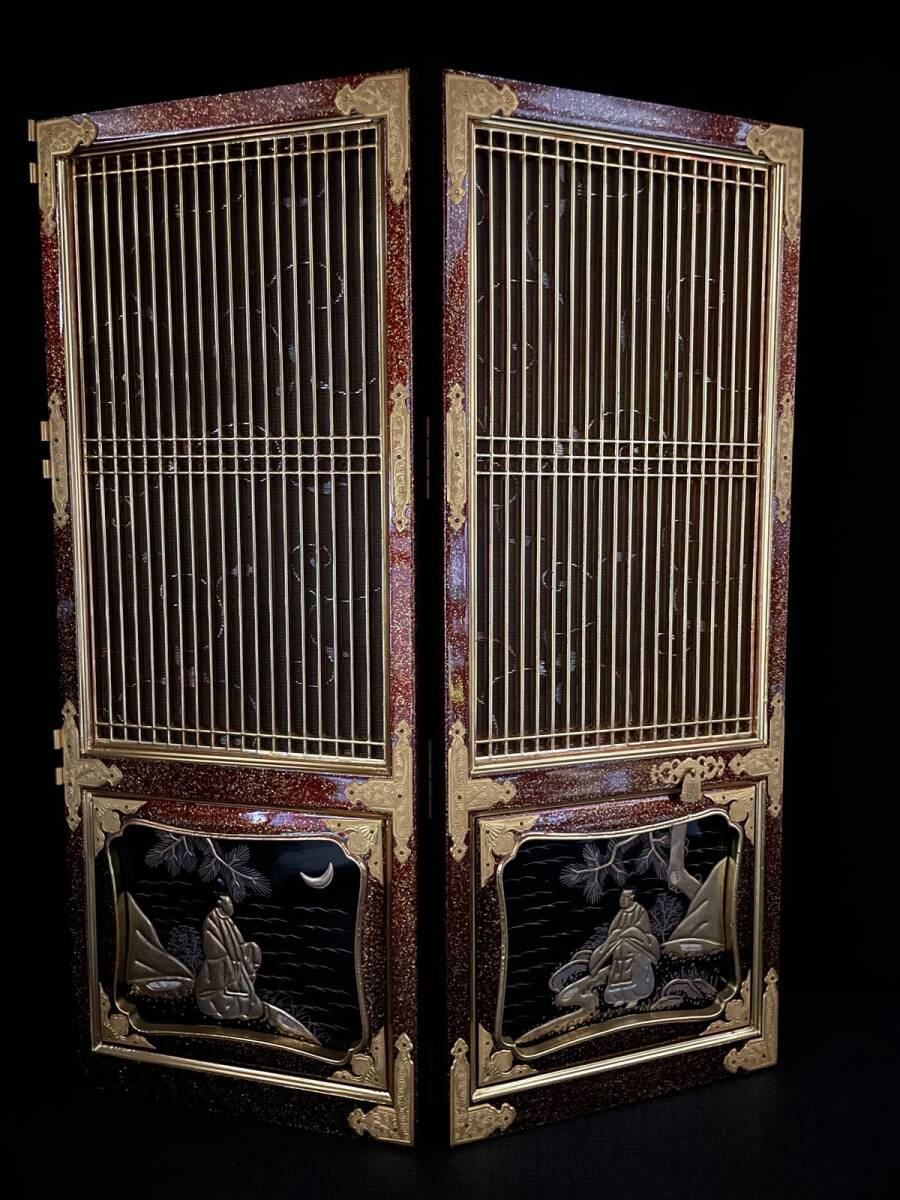 まごころ堂 中古品 伝統工芸品の仏壇部品 木製本金箔 本漆 屏風 まごころ堂 中古品 伝統工芸品の仏壇部品 木製本金箔 本漆 屏風