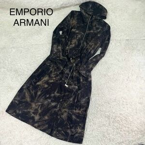 極美品 Lサイズ エンポリオアルマーニ EMPORIO ARMANI 20SS タイダイ ジップアップ コート ロングコート ロング丈 アウター 黒タグ 48