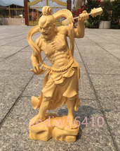 仏教美術 金剛力士像（阿形　吽形）仁王像 極上品 檜木 彫刻 災難除去 木彫仏像 2点セット★高さ30cm_画像4