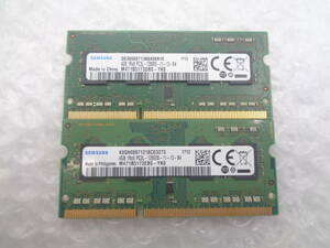 複数入荷 ノートパソコン用メモリ SAMSUNG DDR3 PC3L-12800S 4GB ｘ 2枚セット 中古動作品(M308)