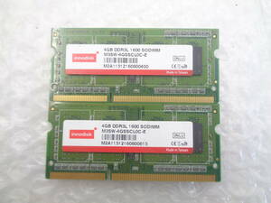 複数入荷 ノートパソコン用メモリ innodisk DDR3 PC3L-12800S 4GB × 2枚セット 中古動作品(M950)