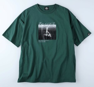 ◆新品◆ 定価3300円!! CAMP7 キャンプ7 抗菌防臭!! フォトグラフィックデザイン Tシャツ コットンシャツ 半袖 緑 グリーン メンズ Lサイズ