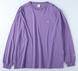 ◆新品◆ 定価5500円!! Champion チャンピオン ワンポイントロゴ!! Ｔシャツ 長袖 丸首 クルーネック カットソー 紫 ライラック XLサイズ