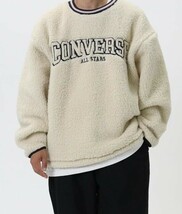 ◆新品◆ 定価4899円!! CONVERSE コンバース ビッグシルエット!! ボアクルースウェット トレーナー 白 オフホワイト メンズ Lサイズ_画像2