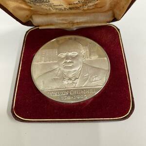 銀製 チャーチル WINSTON CHURCHILL 1874-1965 英国 記念コイン 総重量81.1g 直径約57.3mm ケース入 メダル/245