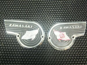 カワサキ　W1S　タンクエンブレム左右　純正（実動車より　動画あり　W1SA　ダブワン　旧車絶版　W3　青　昭和名車　