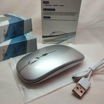 Bluetooth 5.2 + 2.4Ghz マウス ワイヤレス マウス 充電式 LEDレインボー マウス 無線マウス ブルートゥース USB Windows Mac シルバー_画像8