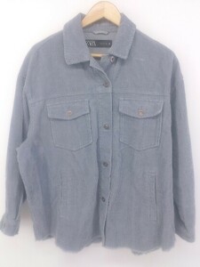 ◇ ZARA ザラ コーデュロイ 長袖 シャツ ジャケット サイズEUR M USA M MEX 28 サックスブルー系 レディース P