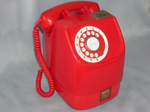 na.... lovely dial public telephone red telephone Showa era old retro operation goods key equipped beautiful 