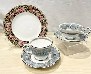  蘇さ(MAY12)　洋食器　ウェッジウッド　WEDGWOOD　プレート　カップ＆ソーサ　フロレンティーン　ターコイズ　他　中古品　80サイズ 