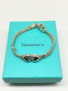 ミや［PAY24］1円スタート！Tiffany & Co. ダブルロープ　ブレスレット　ハート　廃盤　中古品　コンパクトサイズ