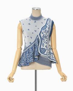 mame kurogouchi Asymmetric Pattern Knitted Top サイズ2 ノースリーブ ニット 伊万里 新品未使用 マメクロゴウチ ベスト 