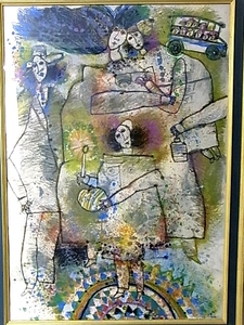 Art hand Auction h0702 真作保証 絵画 人物画 リトグラフ 83/99 トビアス ｢画家のイメージ｣ 額縁, 美術品, 版画, 石版画, リトグラフ