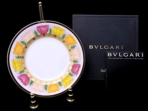 h0664 ブルガリ　BVLGARI LE ROSE Rosen thal プレート　皿　花柄　金彩　1客　元箱　