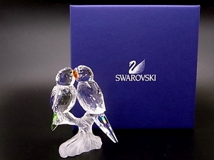 h0717 SAWAROVSKI スワロフスキー　クリスタル　置物　セキセイインコ　元箱