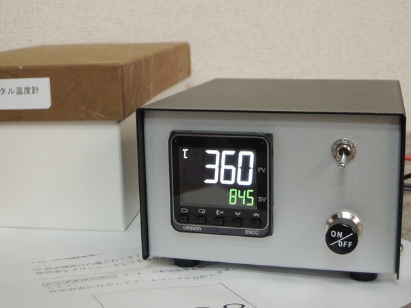 陶芸用デジタル温度計表示器、電子ブザー付き、補償導線付き