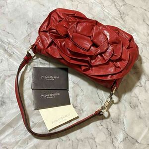 【 美品 】 Yves Saint Laurent イヴ サンローラン・レザー ワンショルダーバッグ 肩掛け鞄 レッド系