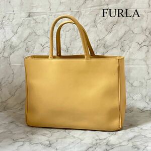 ◆美品◆ FURLA フルラ・レザー ハンドバッグ手提げ鞄 A4可 無地 シンプル 保存袋