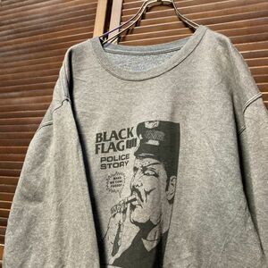 ACOW 1スタ グレー バンド スウェット ブラックフラッグ BLACK FLAG ポリスストーリー - 90s 00s ビンテージ 古着 卸 仕入