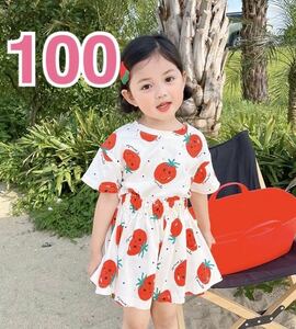  Kids выставить симпатичный девочка одежда футболка юбка лето верх и низ в комплекте помидор 100cm