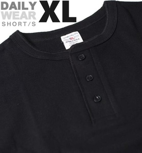 AVIREX アヴィレックス 半袖 ヘンリーネックTシャツ ブラック XLサイズ　/ DAILY RIB リブ デイリーウェア 新品 アビレックス 黒