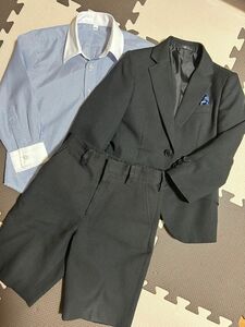 子供用 スーツセット ジャケット パンツ シャツ ネクタイ 入園式 卒園式 ブラック 黒 110