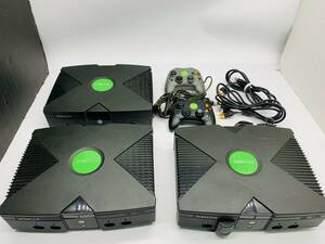 ジャンク 初代 Microsoft Xbox 本体 3台＋コントローラー AVケーブルセット マイクロソフト レトロゲーム retro game ※動作不良