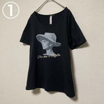 オードリーヘップバーン プリント 半袖Tシャツ 2枚セット 黒 コットン100%_画像2