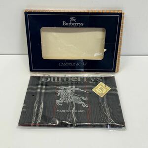 未使用 Burberry's バーバリーズ ヴィンテージ 英国製 カシミヤ100% ノバチェック柄 フリンジ マフラー グレー