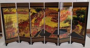 中国 小屏風 六扇 清明上河図 北宋時代六曲 インテリア 置き物 飾り