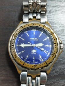 フォッシル FOSSIL 時計 blue ダイバー クォーツ 不動品