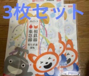 相鉄線東急線相互直通運転開始記念クリアファイル　そうにゃん&のるるん　3枚セット