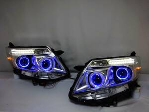 超希少 ノア エスクァイア 80 前期 ブルー LED イカリング ヘッドライト ヘッドランプ ワンオフ カスタム 加工品 左右 ZRR80W ZWR80W