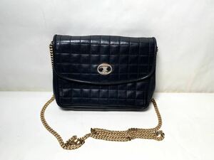  1円〜【希少/美品】 CELINE セリーヌ ショルダーバッグ チェーンショルダー キルティング トリオンフ ゴールド金具 黒 ブラック レザー