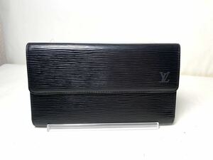 208 ■美品■ LOUIS VUITTON ヴィトン M63382 エピ ポルトトレゾール インターナショナル 三つ折り 長財布 ウォレット ブラック系