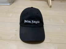 1円 良品　Palm Angels パームエンジェルス LOGO CAP ロゴ 刺繍 帽子 キャップ O/S 黒 ブラック　ベースボール コットン _画像2