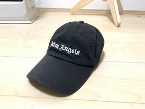 1円 良品　Palm Angels パームエンジェルス LOGO CAP ロゴ 刺繍 帽子 キャップ O/S 黒 ブラック　ベースボール コットン 