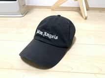 1円 良品　Palm Angels パームエンジェルス LOGO CAP ロゴ 刺繍 帽子 キャップ O/S 黒 ブラック　ベースボール コットン _画像1