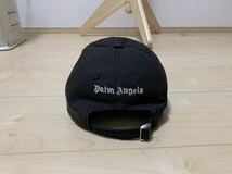 1円 良品　Palm Angels パームエンジェルス LOGO CAP ロゴ 刺繍 帽子 キャップ O/S 黒 ブラック　ベースボール コットン _画像4