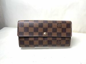 223 極美品　1円 LOUIS VUITTON ルイヴィトン N61734 ダミエ ポルトフォイユサラ 二つ折り 長財布 ウォレット レディース ブラウン系