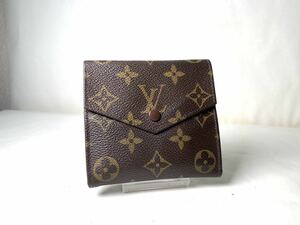 233 極美品　1円 LOUIS VUITTON ルイヴィトン モノグラム wホック 三つ折り ポルト カルト クレディ 小銭入れ ウォレット 財布