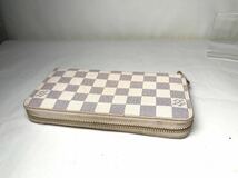 242 極美品 1円 LOUIS VUITTON ルイヴィトン N60019 ダミエアズール ジッピーウォレット ラウンドファスナー 長財布 ウォレット アイボリー_画像6