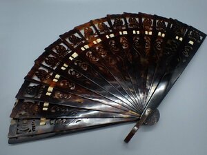  rare book@ tortoise shell ( tortoise shell ) butterfly flower writing sama fan .. old .