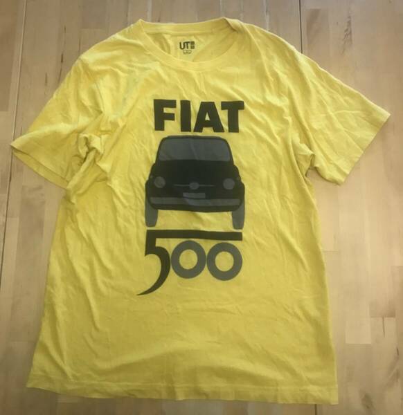 古着　ユニクロ　フィアット　500　Tシャツ　Lサイズ FIAT イエロー