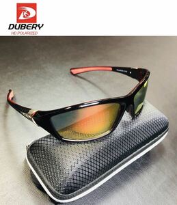 DUBERY サングラス 偏光グラス UV400 軽量 車 釣り アウトドア レッドオレンジ スポーツ サイクリング ジョギング 